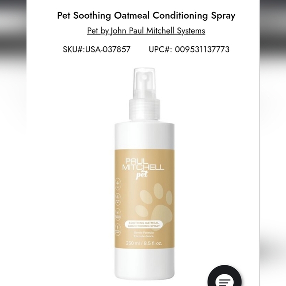 Paul Mitchell Other - Paul Mitchell Pet Oatmeal Conditioning Spray - White and Tan